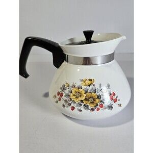 Vintage 1971 Corning Ware Bantry P-104 6 Cup Teapot Kettle Garden of Teapots